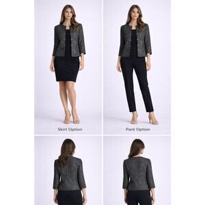 Tahari Short Jacket Chain Stitched Hook Closure Military Women's M EUC